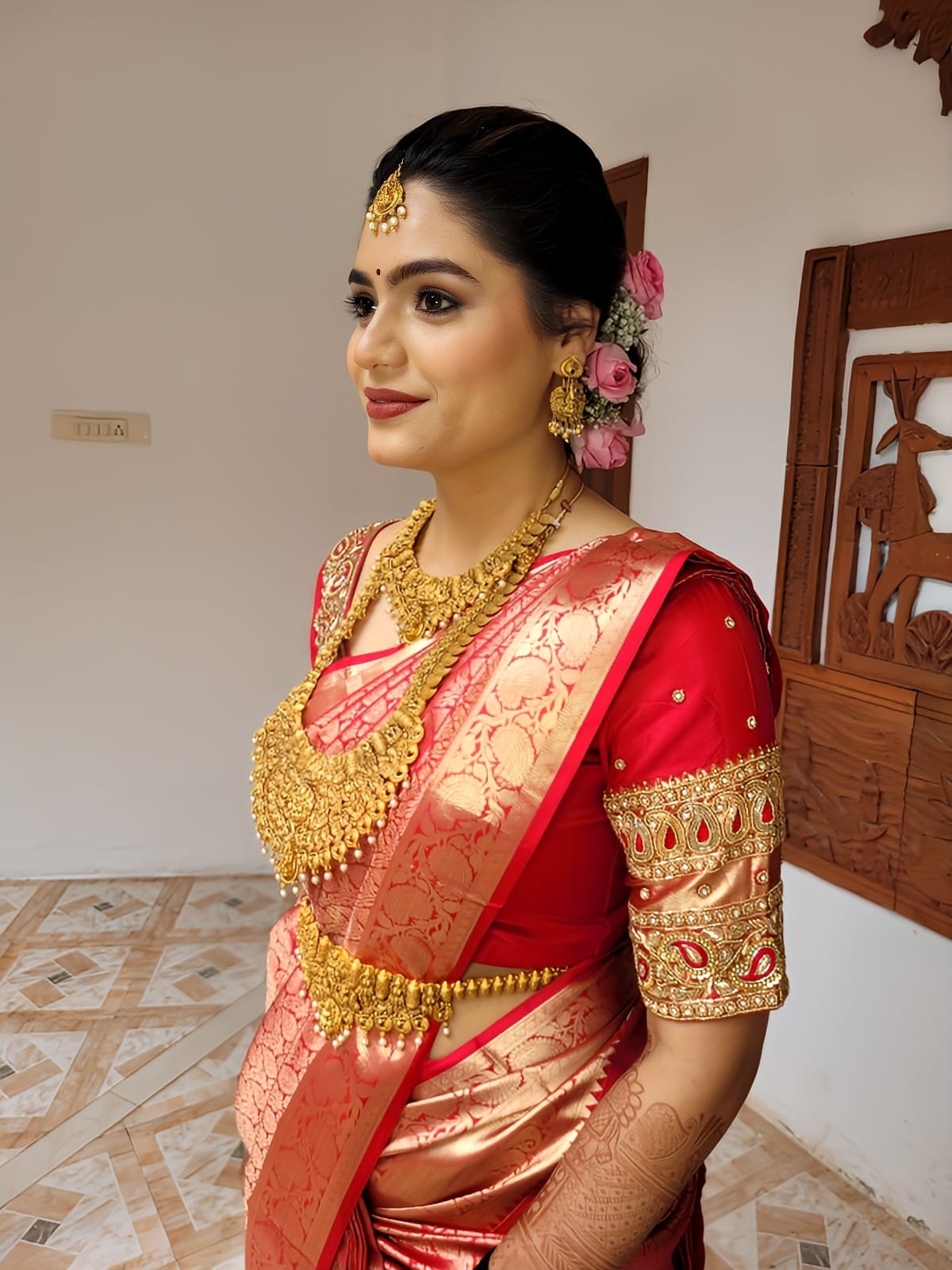 Temple jewellery traditional makeup by DSB Makeovers